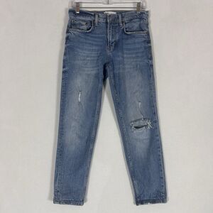 Zara Skinny Ankle Jeans Womens 4 Blue Denim Light Wash Stretch Mid Rise Cropped